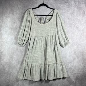 Daily Practice Anthropologie Mini Dress Womens Medium Gray‎ Ribbed Knit Tiered